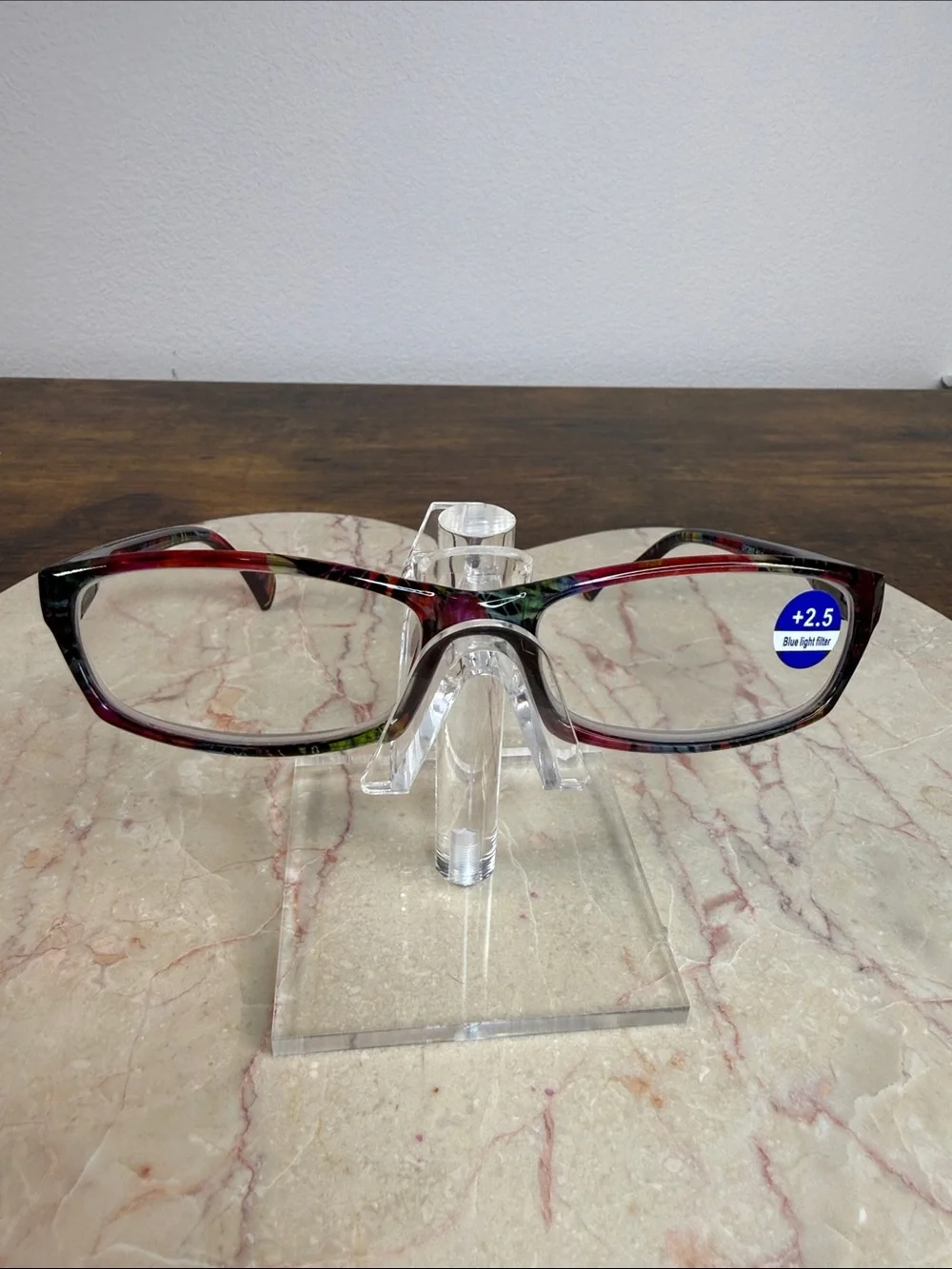 Blue Light Reading Glasses - Multicolor abstract design. #90s Frame (+2.5)